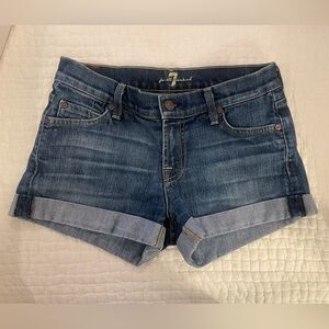 Seven For All Man Kind Blue Denim Cuffed Shorts
